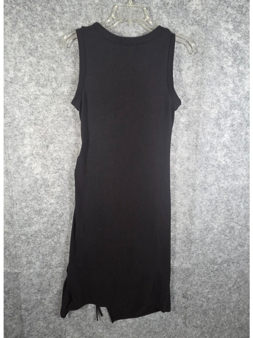 All Saints Black Ruched Bodycon Dress Side Slit Minimalist LBD 2 - Picture 6 of 9